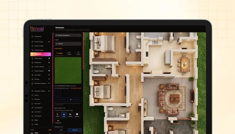 Masterplan Feature in RenoAI - Creating Complete Site and Urban Layout Visualizations