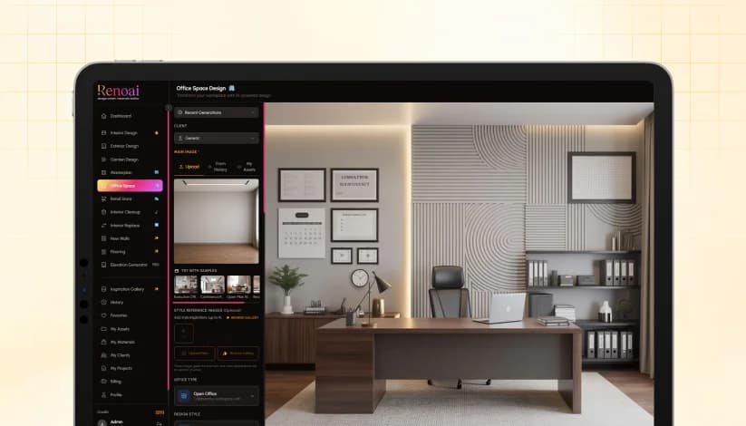 Office Space Design Feature in RenoAI - Designing Functional Workspaces with AI